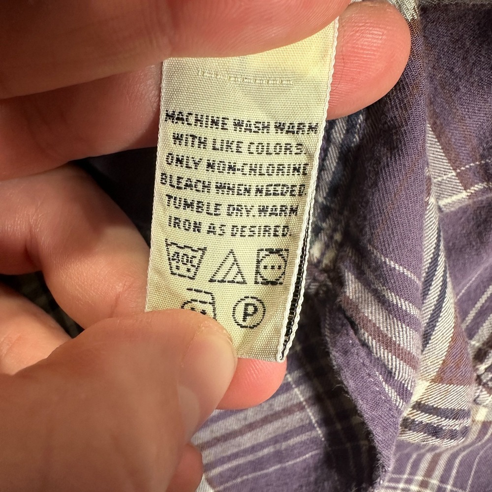 Eddie Bauer Flannel Shirt Womens XS Purple Plaid Long Sleeve Button-Up Vintage - Picture 8 of 10